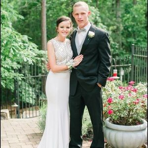 Jovani White Two-piece Prom dress